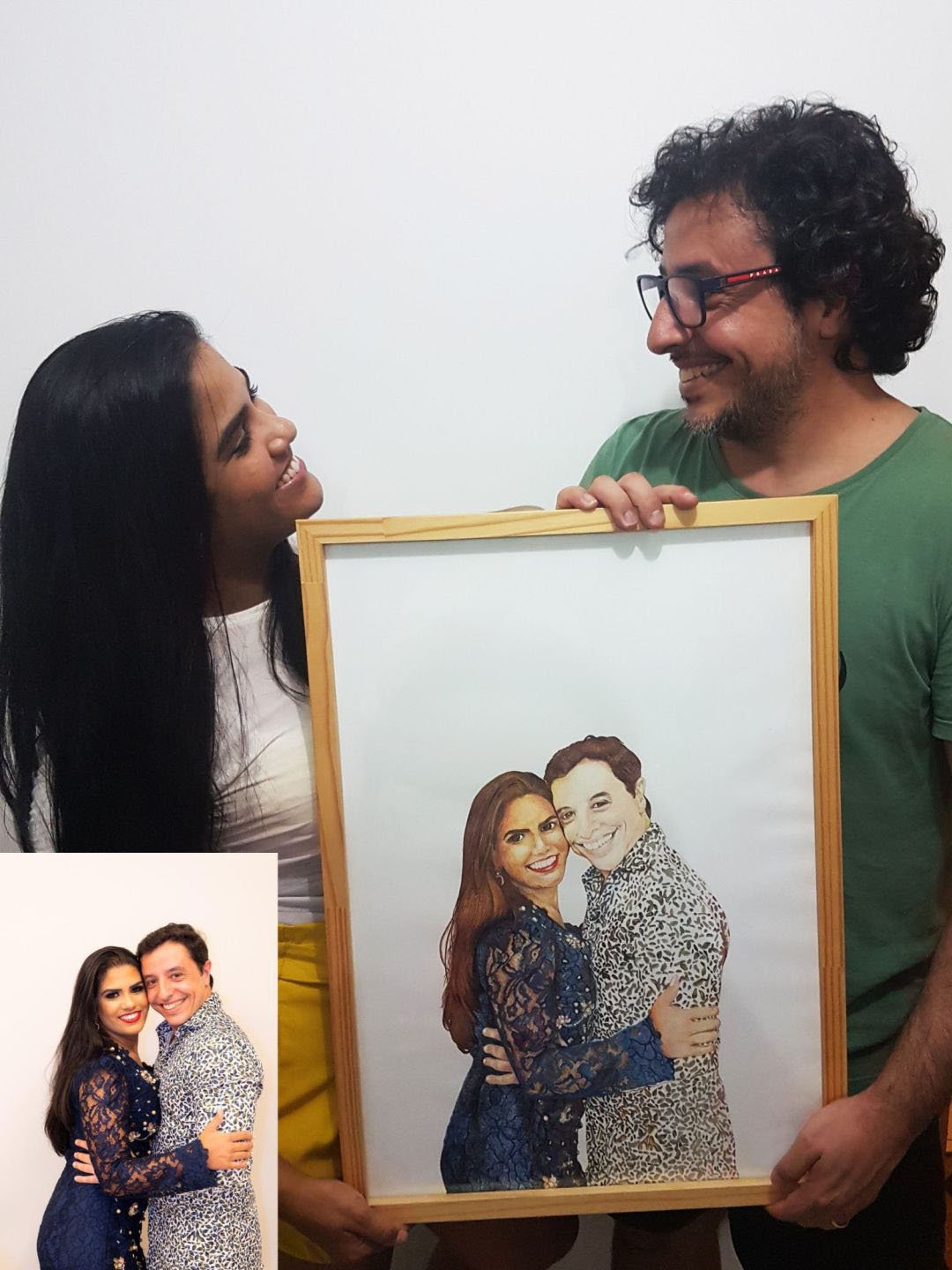 Retrato em lápis de cor de casal, presente de casamento