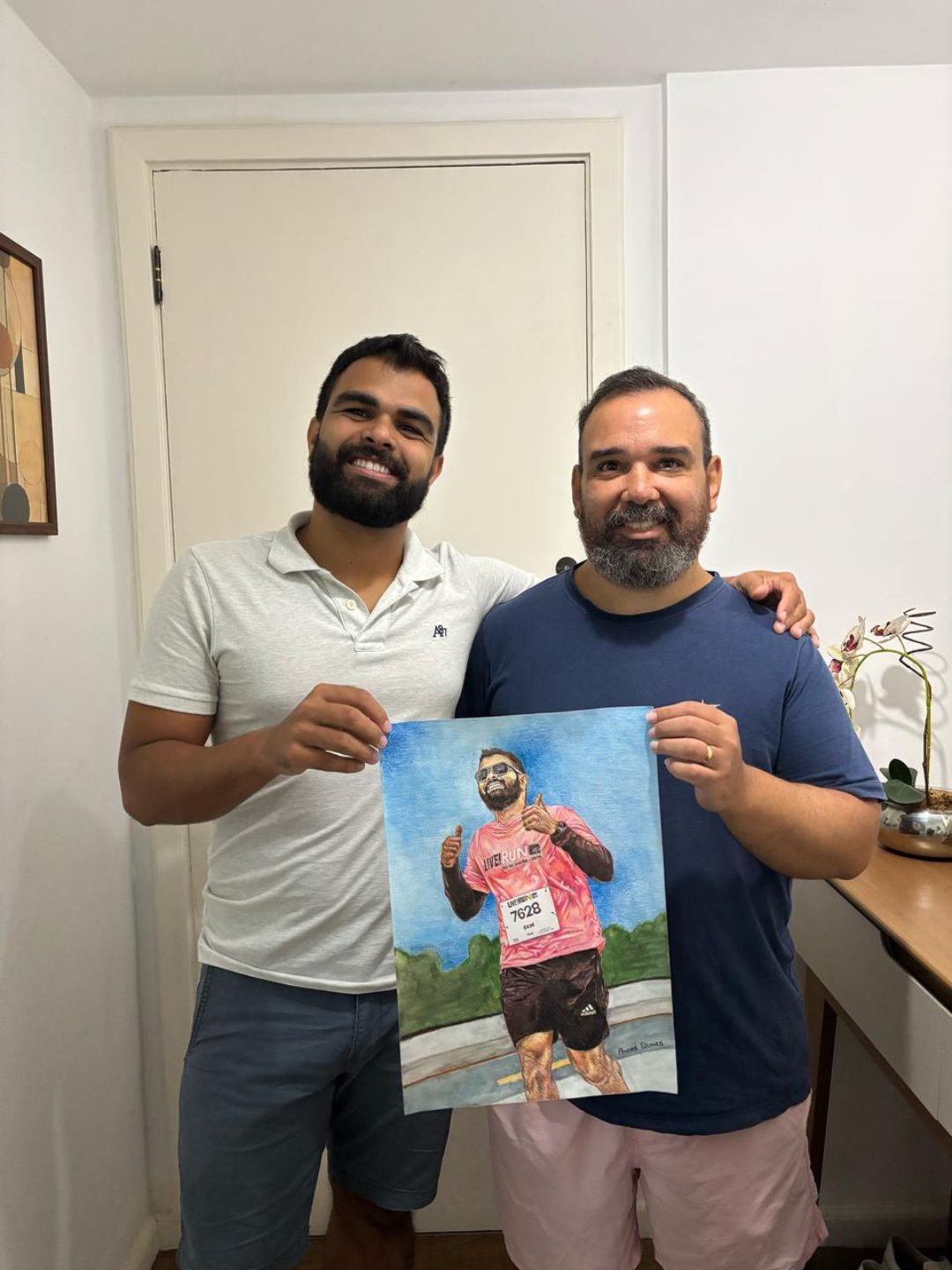 Retrato em lápis de cor de corredor de rua em momento de superação